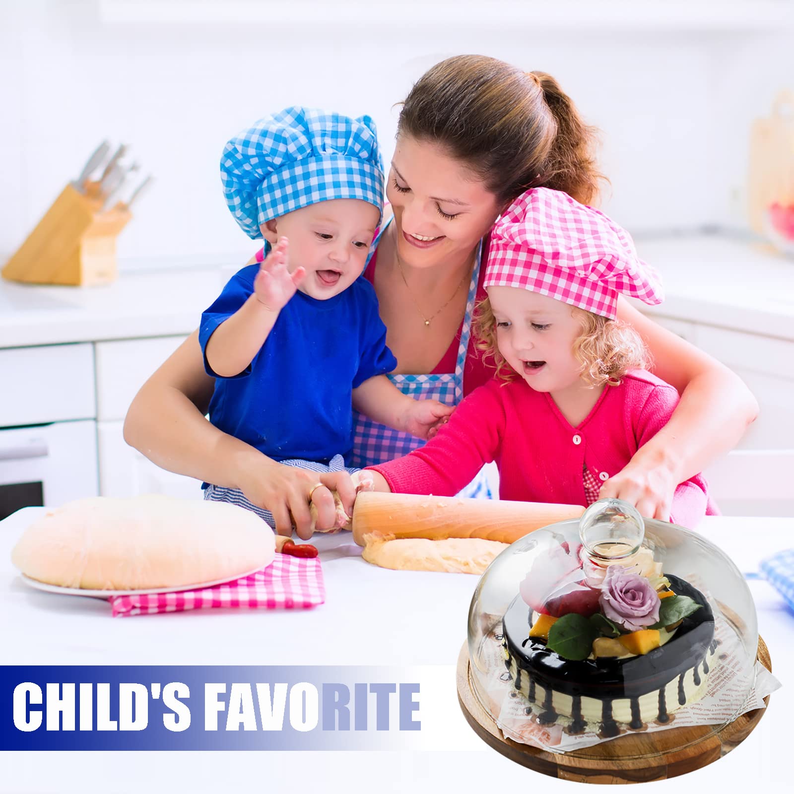 Campana de Cristal para Tartas Soporte para Tartas Plato para Tartas Campana de Cristal con Pie Multifuncional de Madera para Servir Decoración para Mesa de Boda (A 18cm/7.08in)