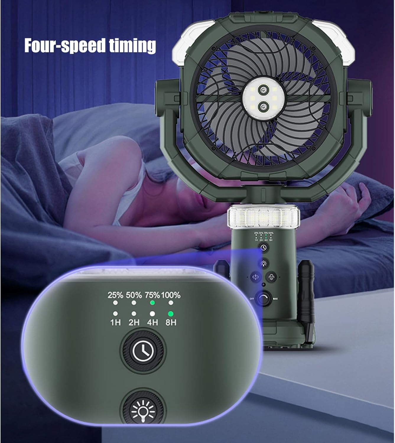 Height Adjustable Rechargeable Floor Fan for Camping 20000mAh Battery Operated Mists Sprays Oscillating Cooling Fan Outdoor Tent Fan with Remote Hook