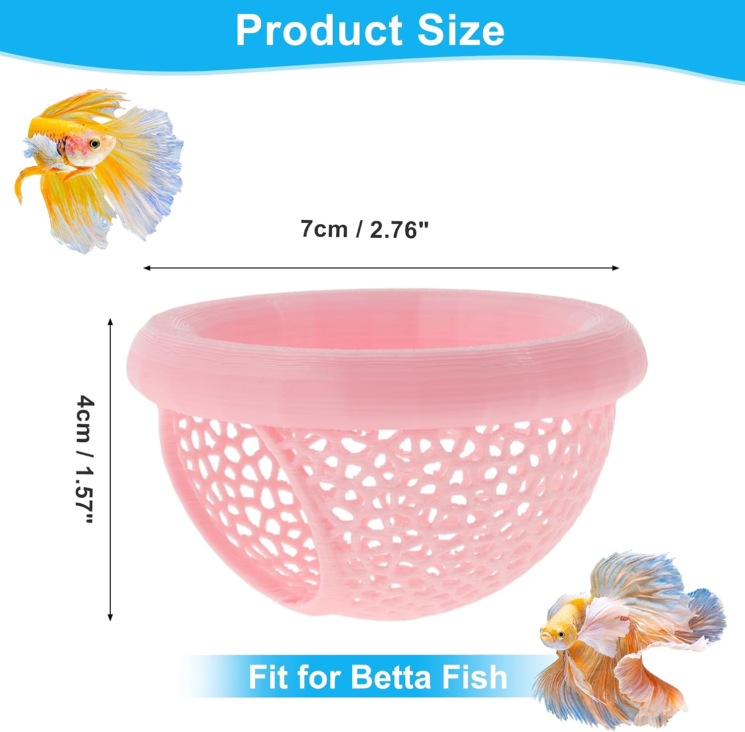 Betta Hideout Cave, Aquarium Floating Betta Hideout, Multi-Functional Betta Fish Hammock, Pink