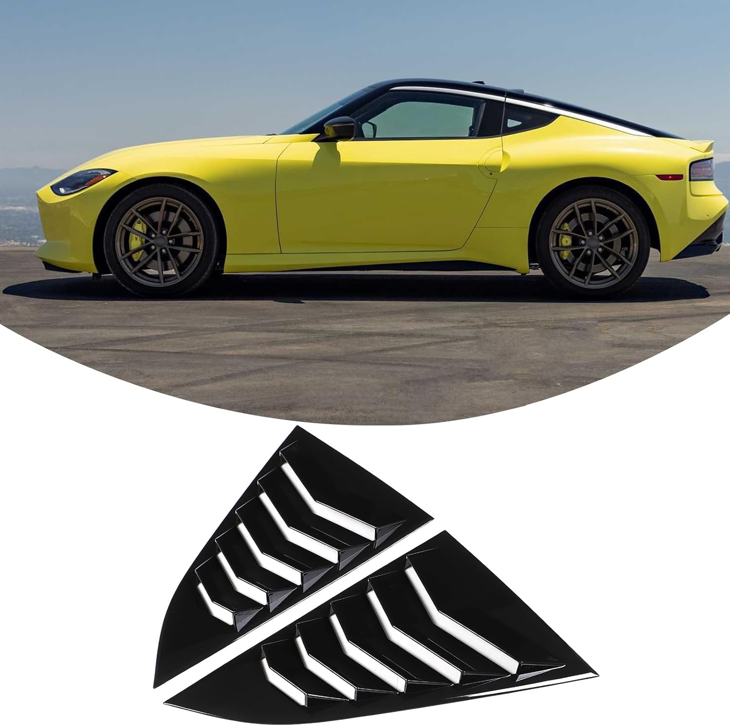 Rear Side Window Louvers Compatible with Nissan Z RZ34 400Z Fairlady Z 2021-2025+, Rear Side Window Louver Decorate Cover Air Vent Scoop Shades Cover Accessories (Glossy Black)