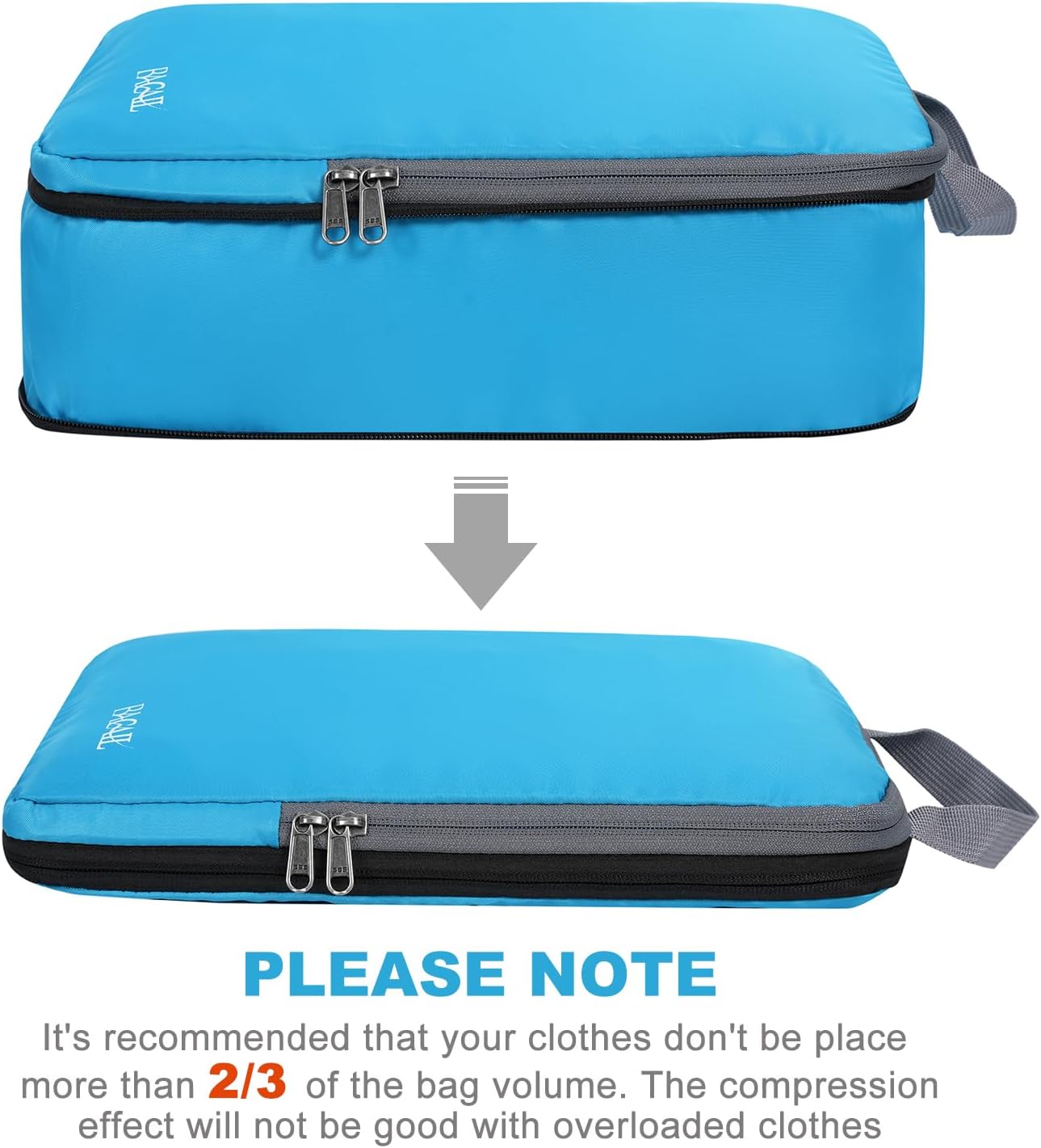  4 Set/6 Set/8 Set Compression Packing Cubes Travel Accessories Expandable Packing Organizers (Cloth Pattern, 4-Blue) thumbnail