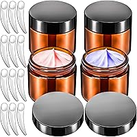 Vista 9 de MotBach 6 Pack de tarros de vidrio ámbar de 1 oz con tapas, tarros pequeños de vidrio de 1 onza con tapas y forros interiores, tarros redondos