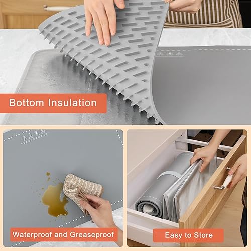 Miniatura 6 de FYY Tapete de calentamiento extra grande para alimentos con almohadilla resistente al calor, evita grietas en la encimera, mantiene la comida