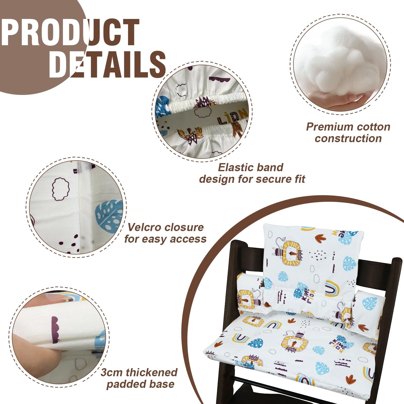 MeYuxg High Chair Seat Cushion for Stokke Tripp Trapp Non-Slip Waterproof Seat Cushion High Chair Set - Image 3
