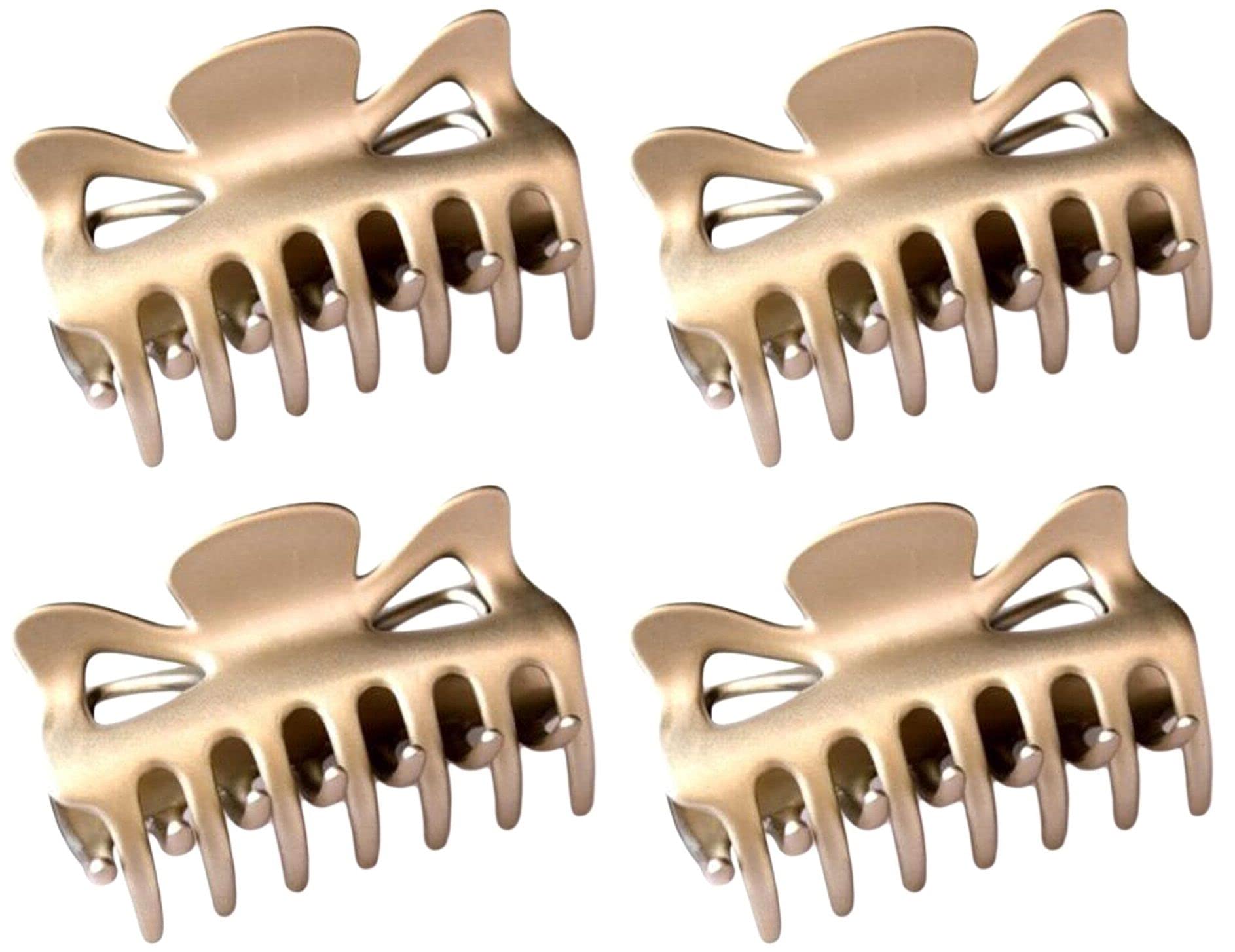 Bullahshah Gold Set Of 4 Beautiful Hair Claw Clip Bull Dog Design Butterfly Style
