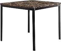 Vista 5 de Lexicon Malaya - Mesa de comedor con altura superior de mármol sintético, 40 pulgadas de largo x 40 pulgadas de ancho, marrón Marrón oscuro