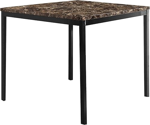 Miniatura 5 de Lexicon Malaya - Mesa de comedor con altura superior de mármol sintético, 40 pulgadas de largo x 40 pulgadas de ancho, marrón Marrón oscuro,Negro