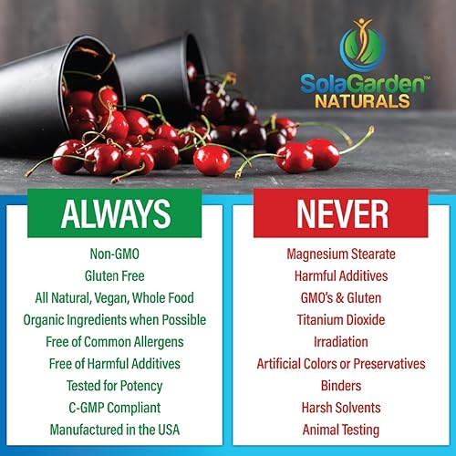 Miniatura 6 de Suplemento orgánico de cereza agria Montmorency Super Strength  Concentrado 501 cultivado en los Estados Unidos  Contiene cereza orgánica