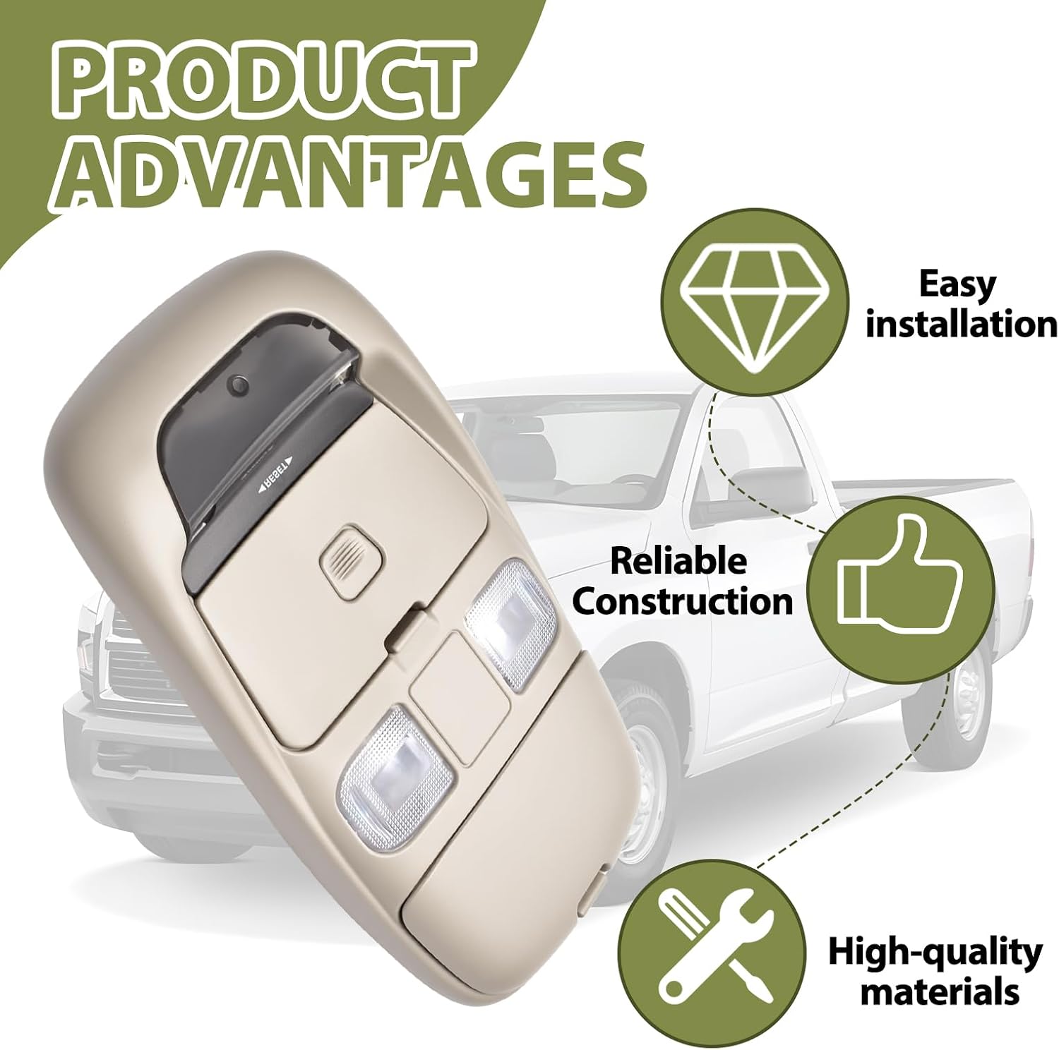 Overhead Console with Sunroof Control Switch LED Reading Lamp Compatible with 1999-2001 Dodge Ram 1500, 1999-2002 Dodge Ram 2500 3500 Replaces SN96TL2AA 55350657