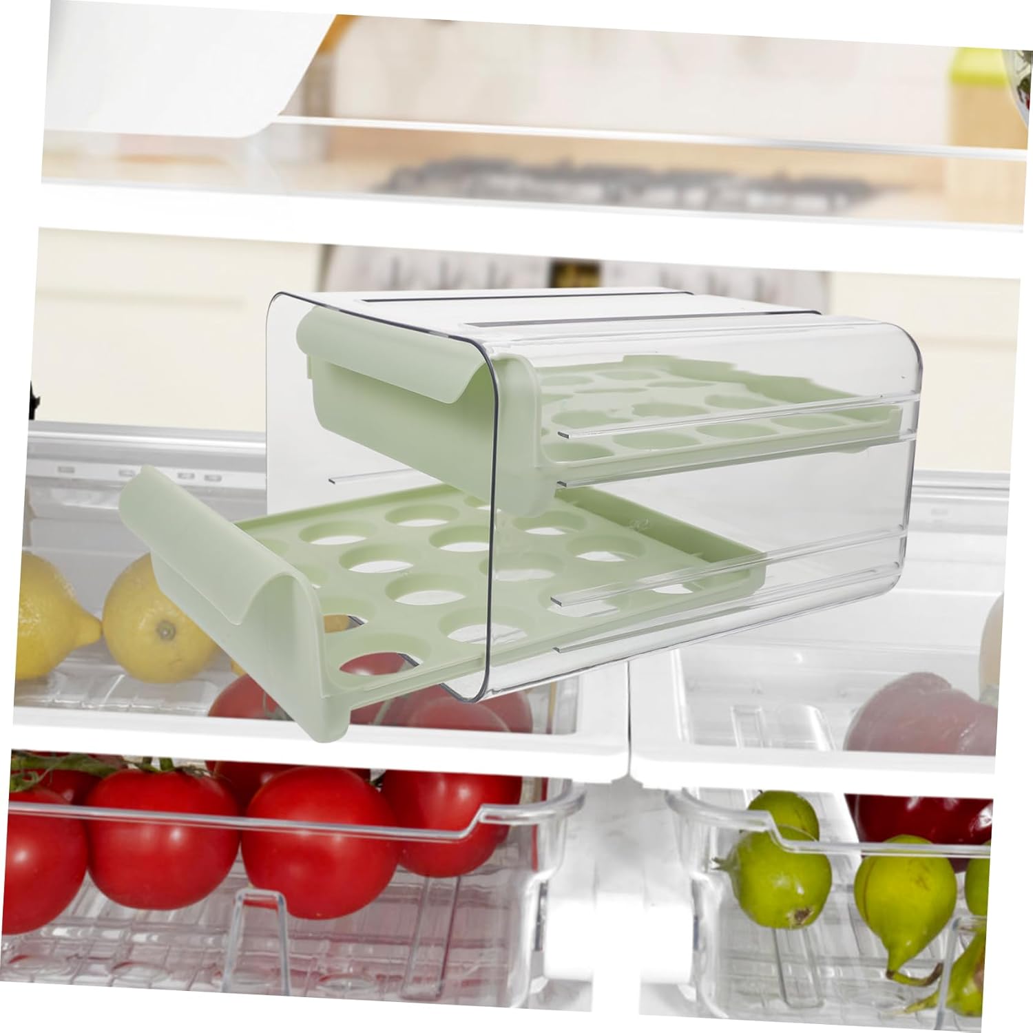 jojofuny Refrigerator Egg Organizer Egg Storage Container Drawer Style Holder Tray Carton