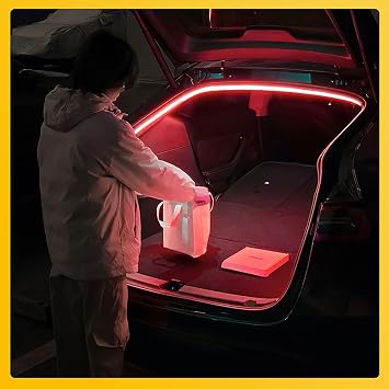 LED Rear Trunk Cargo Light for 2020-2025 Tesla Model Y Trunk LED Light Strip for Tesla Model Y 2024 2025 for Tesla Model Y Interior Lighting Accessories Sensor Auto ON/Off Silicone Waterproof Red