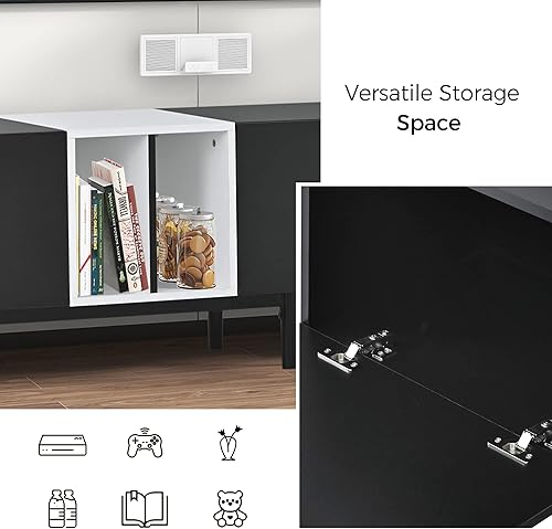 Miniatura 23 de LUMISOL Soporte de TV moderno para TV de 75 pulgadas + consola de TV con armarios de puerta de cristal, centro de entretenimiento de madera con