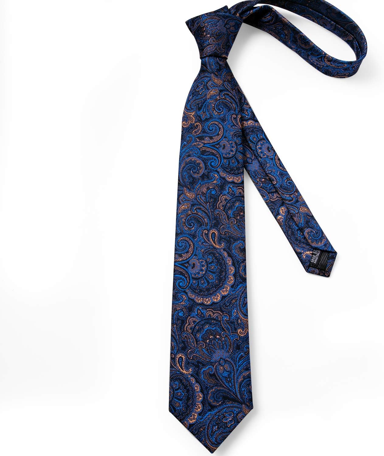 DiBanGu Mens Tie Set Silk Solid Paisley Necktie and Pocket Square Cufflinks Classic Formal Ties for Men Wedding Party - Image 5