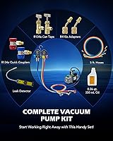 Vista 3 de Orion Motor Tech - Bomba de vacío de AC y juego de medidores, bomba de vacío de 1/3 hp, kit de manómetro de 4.5 cfm con detector de fugas, 4