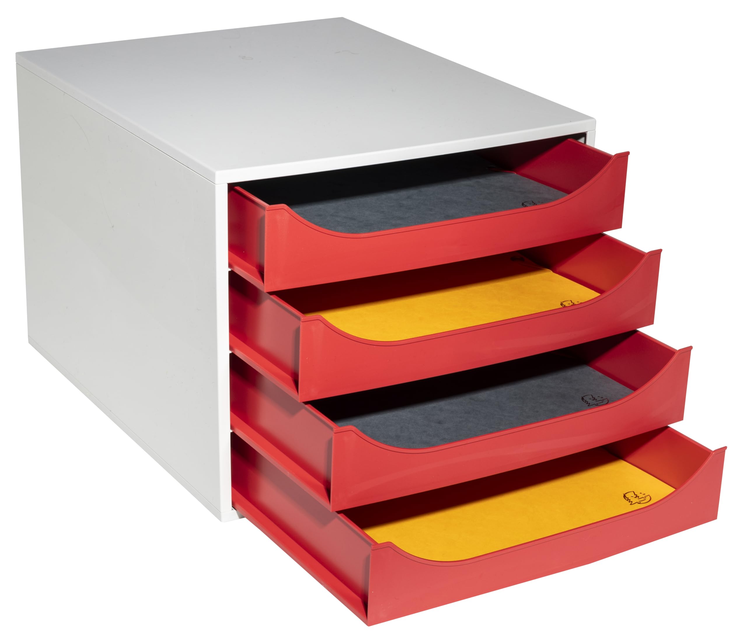 Exacompta - Réf. 2286107D - Module Économique à Tiroirs Ecobox - Caisson Individuel à 4 Tioirs pour Document A4 et A4+ - Dimensions 34,8 x 28,4 x 23,4 cm - Coloris Rouge