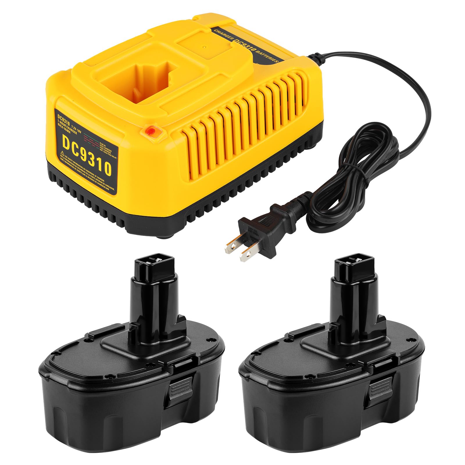DONGPUCUN 2Pack 18V 5.0Ah Battery and Charger Kit for Dewalt 18V XRP Battery DC9096 DC9099 DW9098 with DC9310 18Volt Battery Charger Compatible with