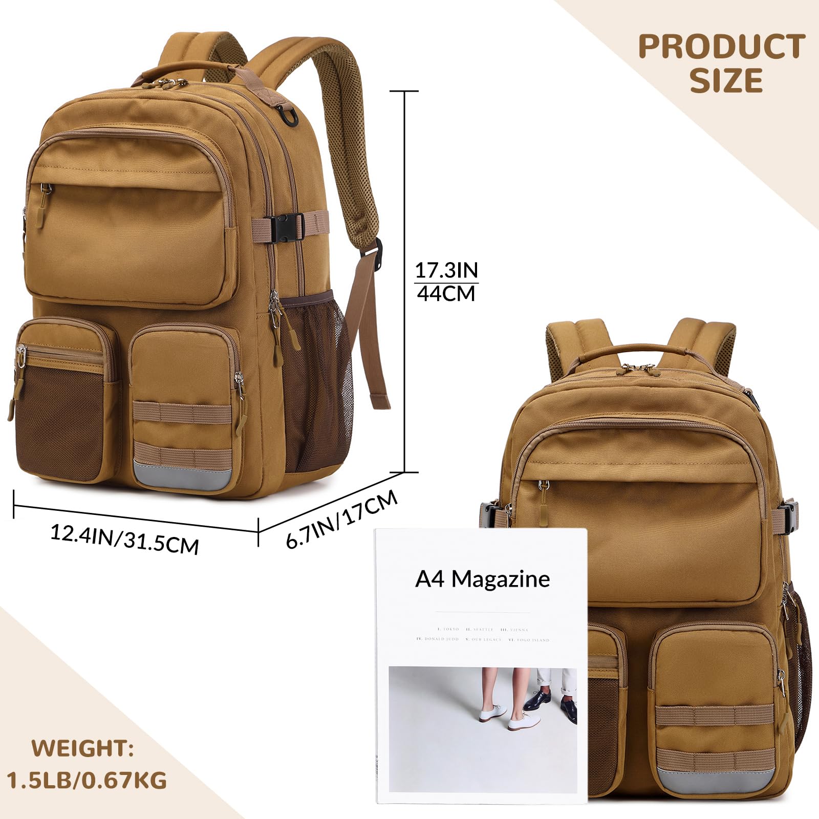 Lohol Big School Backpack College Borsa per libri per studenti adolescenti, multi tasche, impermeabile, casual, con borsa per laptop da 15,6 pollici, per viaggi