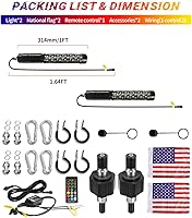 Vista 6 de Luces LED de látigo en espiral gruesa de 1 pie con control remoto y APP, 300 colores y 200 modos RGB de persecución/baile, antena gruesa iluminada