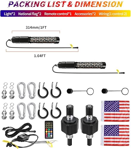 Miniatura 6 de Luces LED de espiral gruesa de 1 pie con control remoto y aplicación, 300 colores y 200 modos RGB de persecuciónbaile antena gruesa iluminada