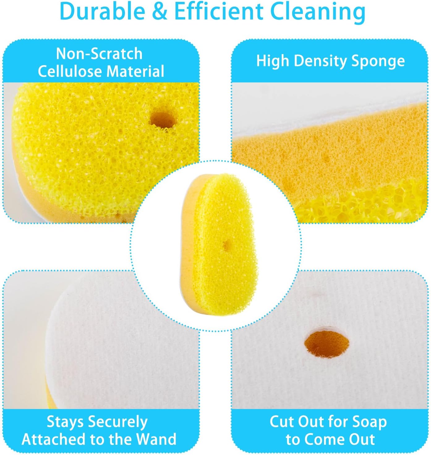8 Packs Dish Wand Sponge Refills Compatible with Scrub Daddy - Replacement Heads, Dish Scrubber Brush for Cleaning Stuck-on Food, Sponge Replacement Heads for Kitchen Cleaning, (Only Refills) - Image 3