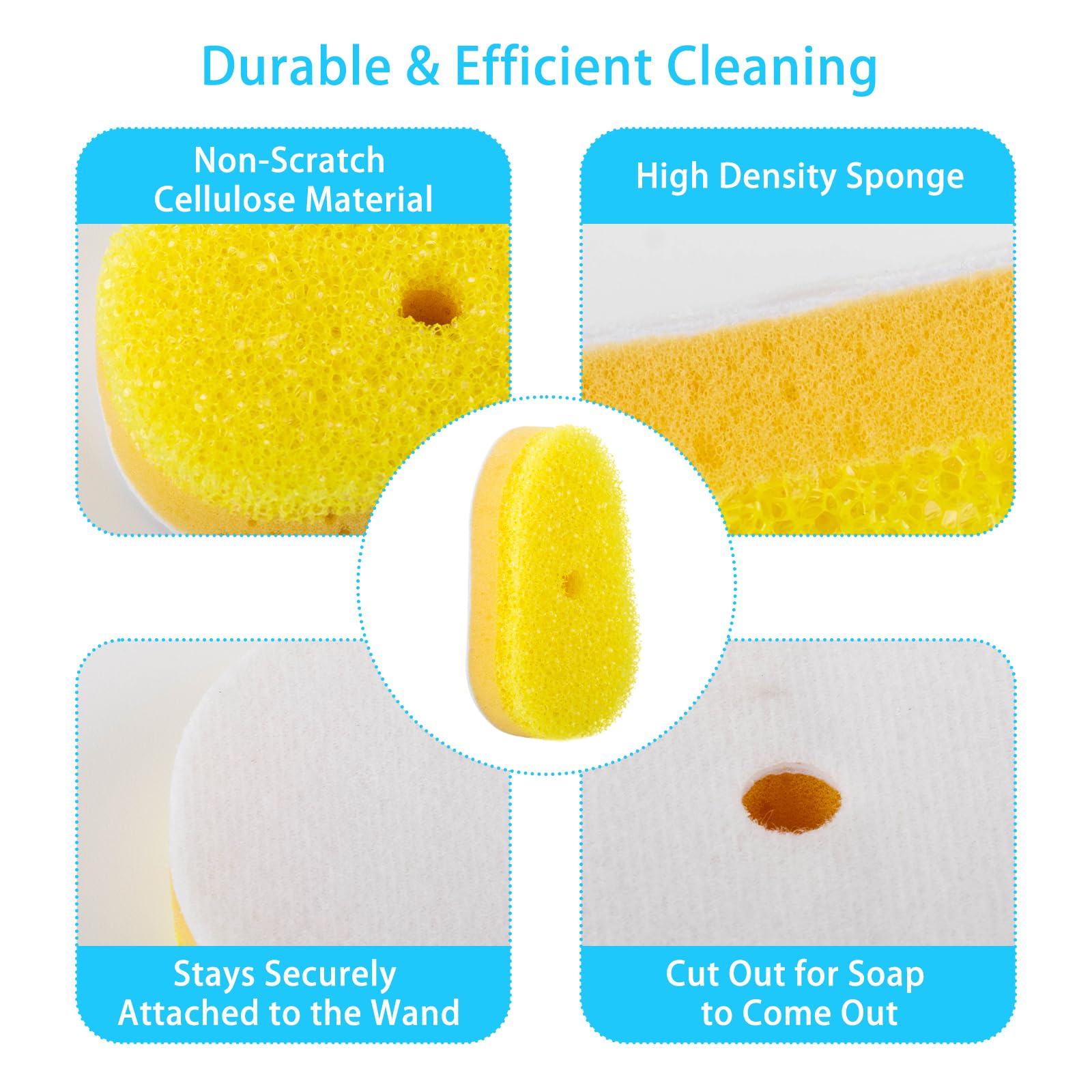 Wkłady do gąbki do różdżki do naczyń, kompatybilne z Scrub Daddy – wymienne głowice, szczotka do czyszczenia przyklejonych potraw, wymienne głowice gąbki do czyszczenia kuchni, (tylko wkłady)