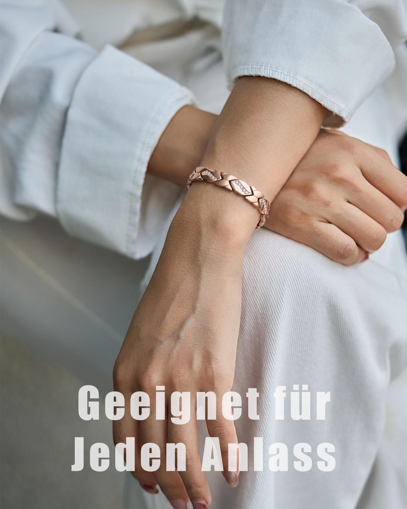 Jeracol kupferarmband damen mit magneten – Verstellbares Magnetarmband damen aus 99,9 % reinem Kupfer, Geschenkbox