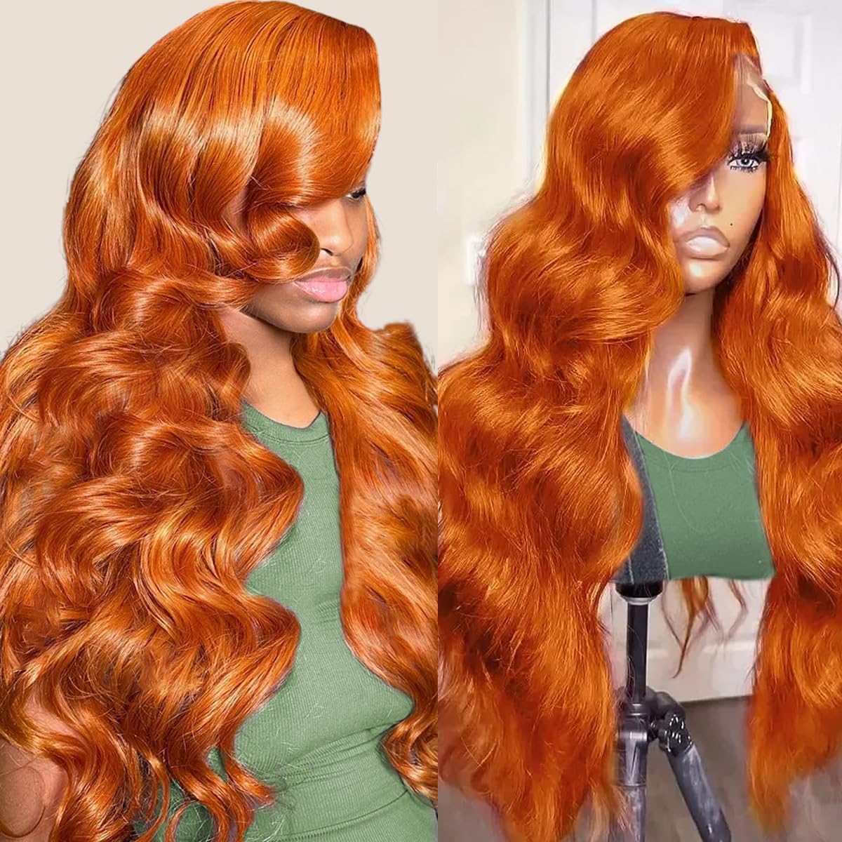SoulReaver Ginger Lace Front Wig Human Hair 13x6 Body Wave 26 Inch HD Transparent Lace Frontal 350 Color Frontal Pre Plucked Natural Hairline For Women 200 Density Minimal Shedding Tangle Free