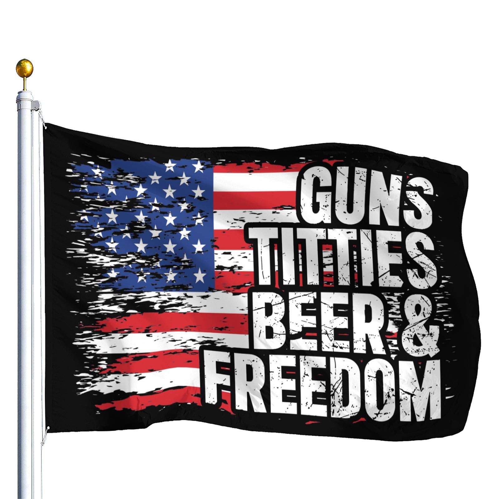 zhusear Guns Beer & Freedom Beer Flags Funny America LGBT 3x5 Feet beer Flag for Party Gags Banner