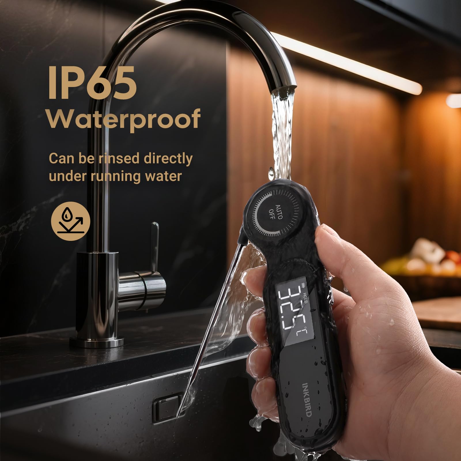 Termometro Istantaneo per Carne,Impermeabile IP65,Lettura Ultra-Rapida in 0.5 Secondi,Rilevazione Super Precisa,INKBIRD Termometro Alimentare Compatto per Cucina,BBQ,Pasticceria,Frittura,Produzione