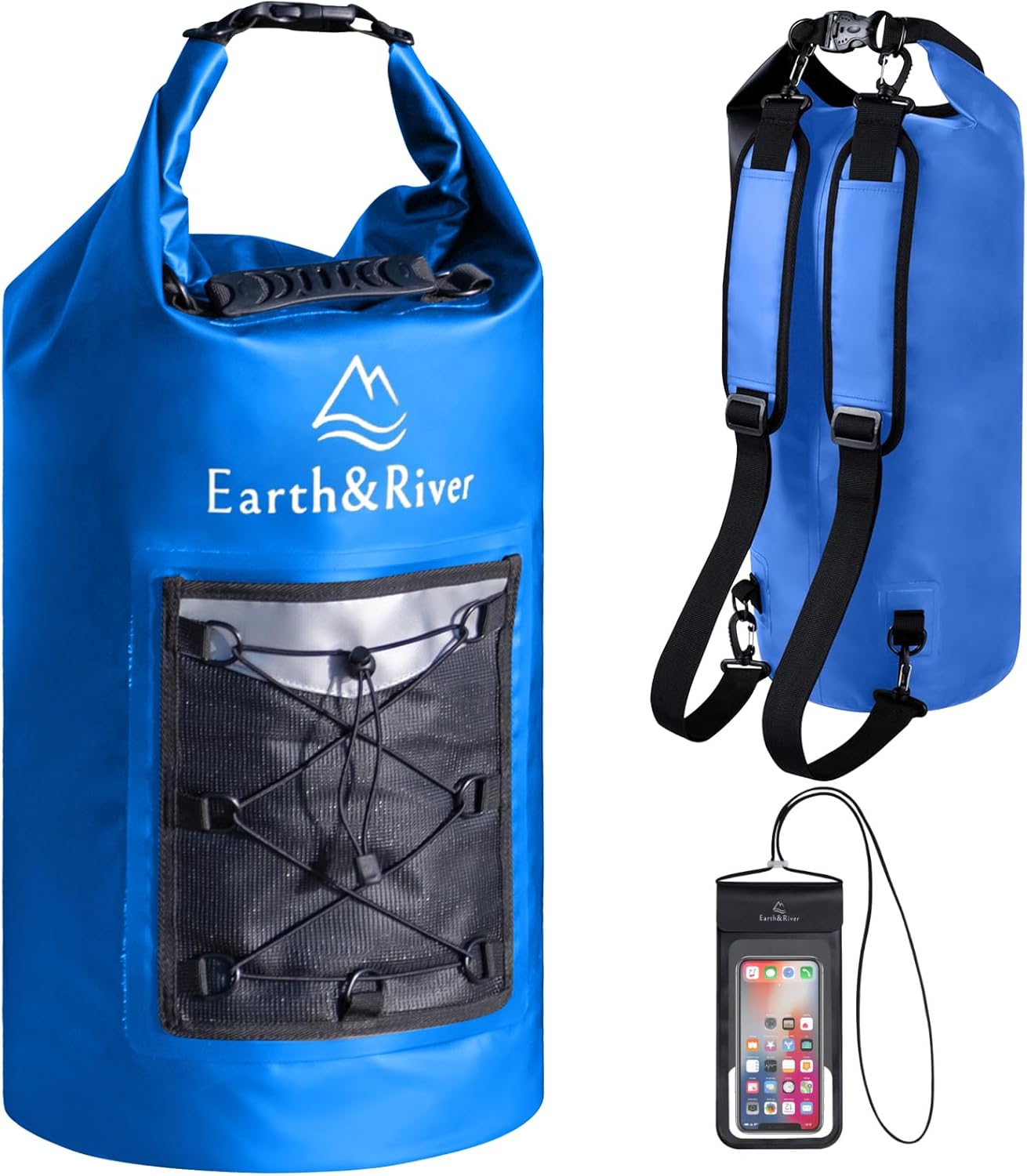 EARTH&RIVER Waterproof Dry Bag Backpack, Extra Thick Dry Bag for Kayaking, Boating, Camping & Rafting, Floating Lightweight Dry Bag with Pocket Storage & IPX8 Waterproof Phone Case (Navy Blue, 20L) EARTH&RIVER Waterproof Dry Bag Backpack, Extra Thick Dry Bag for Kayaking, Boating, Camping & Rafting, Floating Lightweight Dry Bag with Pocket Storage & IPX8 Waterproof Phone Case (Navy Blue, 20L)