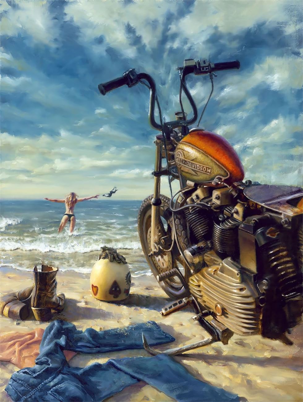 Amazon.com: David Mann Biker Nostalgic Motorcycle Canvas Poster