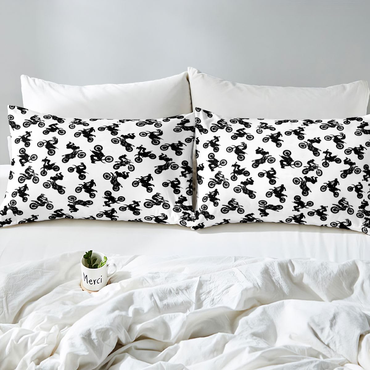 Feelyou Motocross Rider Bed Cover for Kids Boys Children Extreme Sports Motorcycle Bed Cover Set Dirt Bike Motorbike Sheets Deep Pocket Boy Room Decor Bedding Twin Size 3Pcs - Image 5