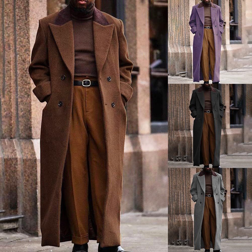Chaqueta blazer de lana alargada con cuello de solapa para hombre, para ocasiones informales, vacaciones y fiestas en primavera, otoño e invierno