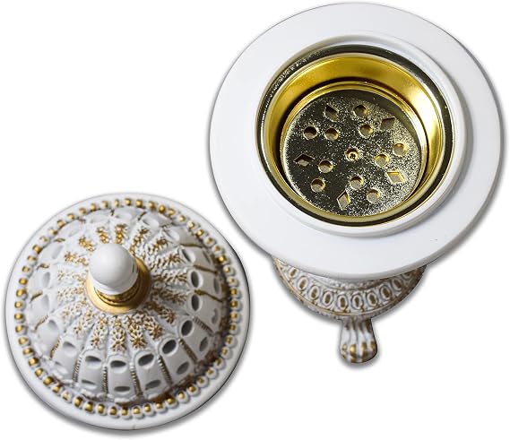 AM Luxury Globe Incense Burner - Bakhoor Cone Holders | Frankincense Charcoal Burner | Mabkhara | for Office & Spiritual Decor (White)