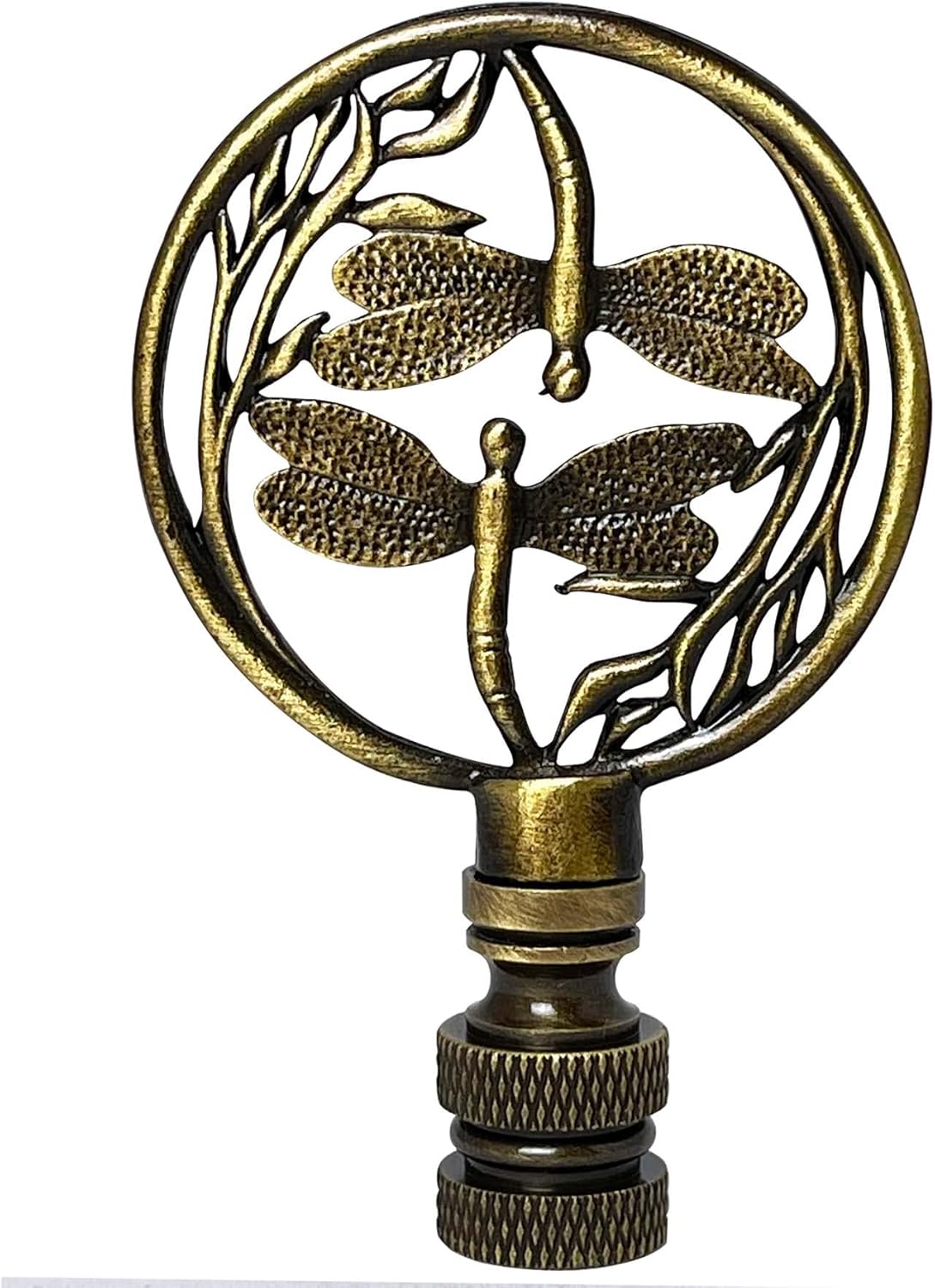 Royal Designs, Inc. Double Dragon Fly Filigree Finial for Lamp Shade, Polished Brass - Pack of 2