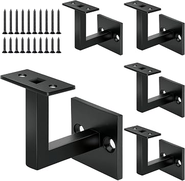 5 Pack Crystmetal 304 Stainless Steel Handrail Bracket for Staircase , Square Stair Railing Bracket