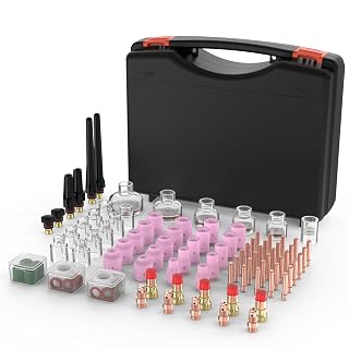 YESWELDER 123 Pcs TIG Welding Torch Stubby Gas Lens Glass Cup Kit