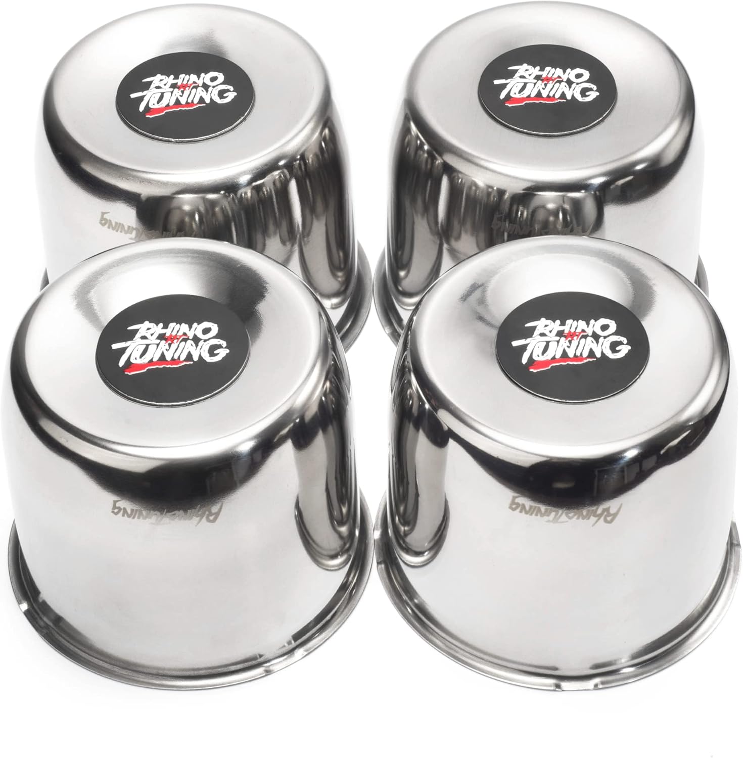 RTrhinoTuning 3.31" Hub 3.03" H Push Through Center Caps Chrome for RV Trailer Truck Wheels Rim 4 Pieces