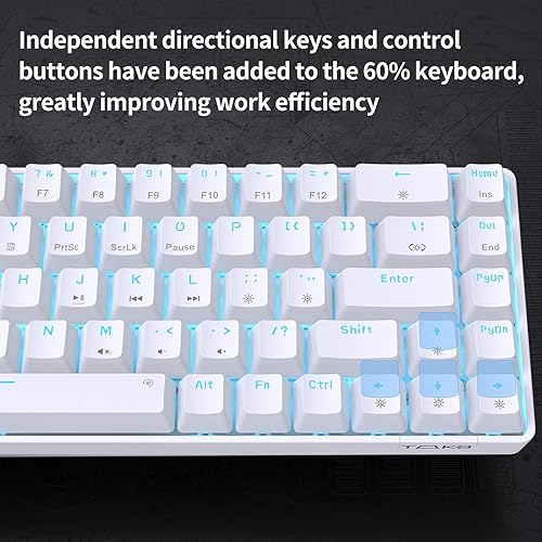 Miniatura 4 de DIERYA T68SE - Teclado mecánico 60% para juegos, ultra compacto Mini 68 teclas con interruptores azules, teclado con cable, teclas anti-fantasma,