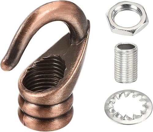 Miniatura 10 de YOKIVE 2 ganchos de techo de aleación M10, colgador de accesorios colgantes galvanizados  Lámpara de araña colgante, ideal para el hogar (negro,