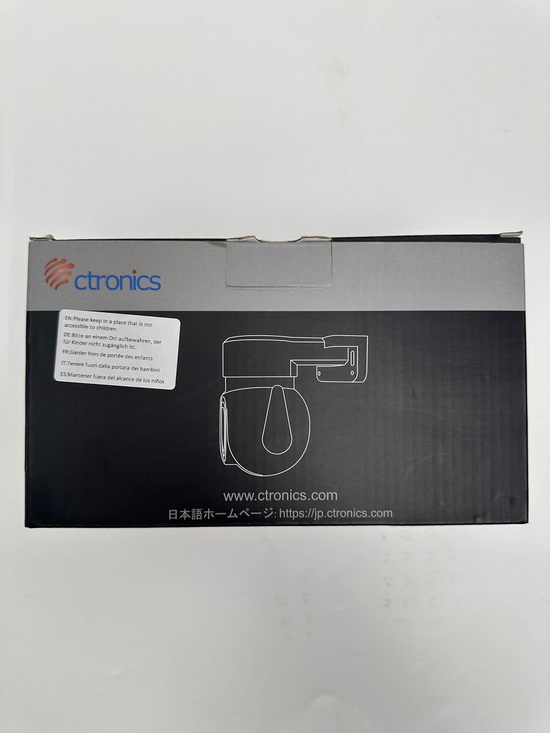 Ctronics camera box with safety warning