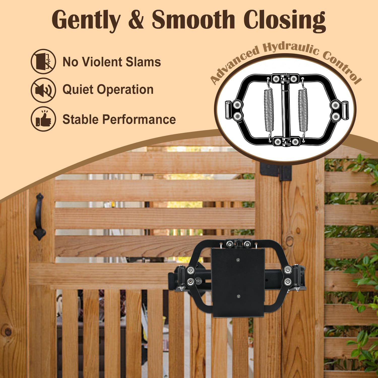 Hydraulic Automatic Gate Closer for Up to 150 lbs Garden Pool Fence