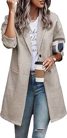 PRETTYGARDEN Women Plaid Shacket Jacket Trendy Fall Casual Button Wool Blend Tartan Trench Coat Winter Clothing with Pockets