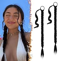 Vista 105 de BARSDAR Extensión de Cola de Caballo Trenzada de 30 Pulgadas de Largo - Extensiones de Cabello de Cola de Caballo Trenzada Rubia Recta Envolvente