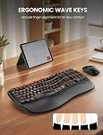 SABLUTE Wireless Ergonomic Keyboard and Mouse Combo MA31, Quiet Full Size Keyboard with Faux Leather Palm Rest, 30dB Silent Typing, USB Receiver & USB-C Adapter, Windows Mac Laptop PC (Black)