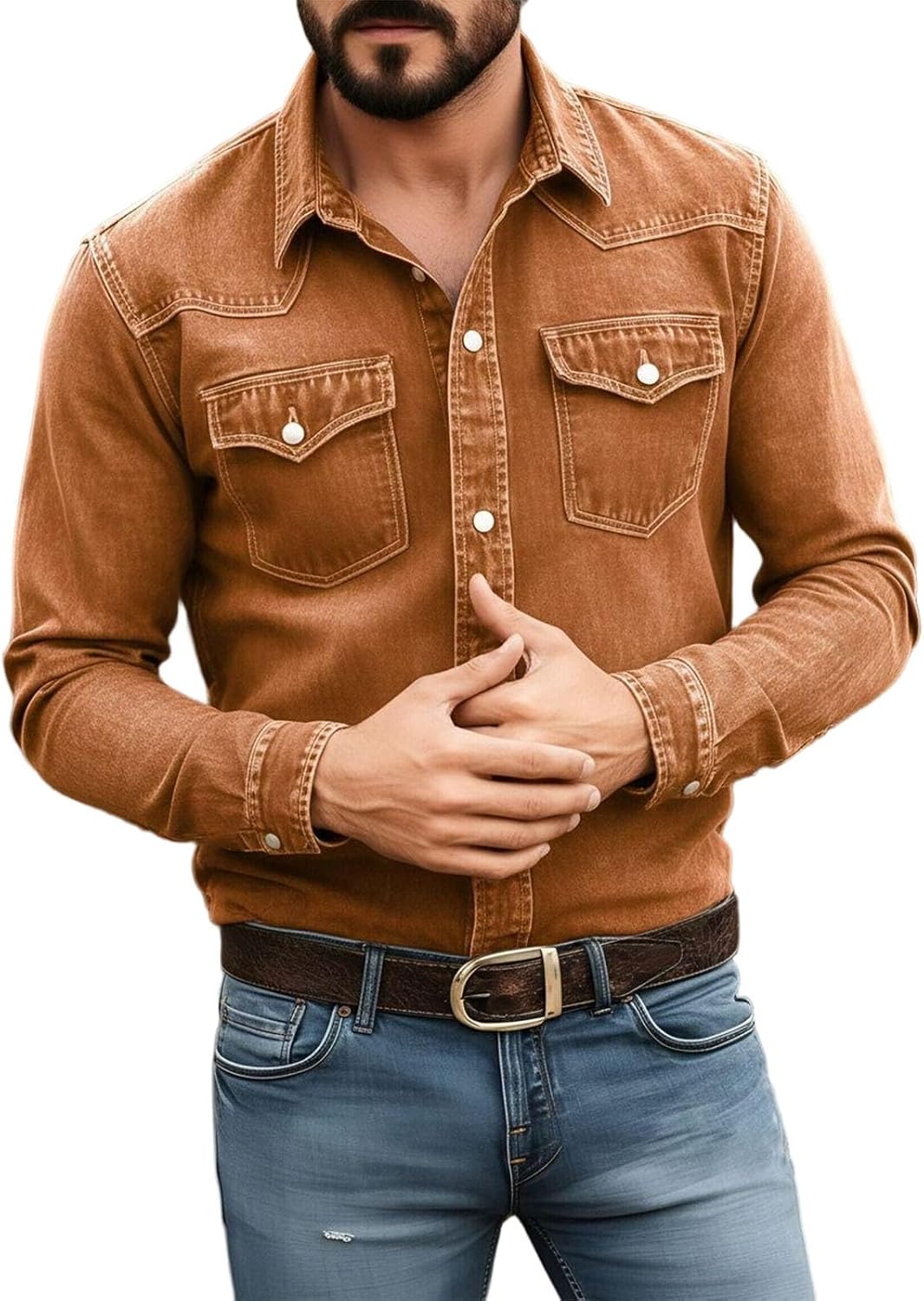 Collared Casual Shirts for Men, Button Up Pocket Cardigan Top | Oversized Loose Fit, Long Sleeve Collared, Casual Cardigan Shirt, Crisp Woven Texture, Summer Travel Vacation