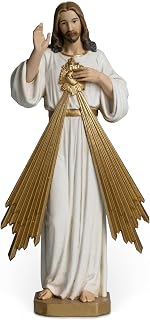 BC Catholic Divine Mercy Statue, 6" H Jesus Christ Figure, Catholic Figurine, Religious Gift, Handpainted Renaissance Sculpture Purity & Grace Collection from Buildclassic (Gold &White)