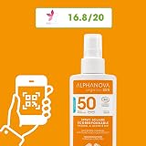 ALPHANOVA Spray solaire SPF50 - Parfum monoi - Haute protection - Naturel et BIO - waterproof - 125g - 6