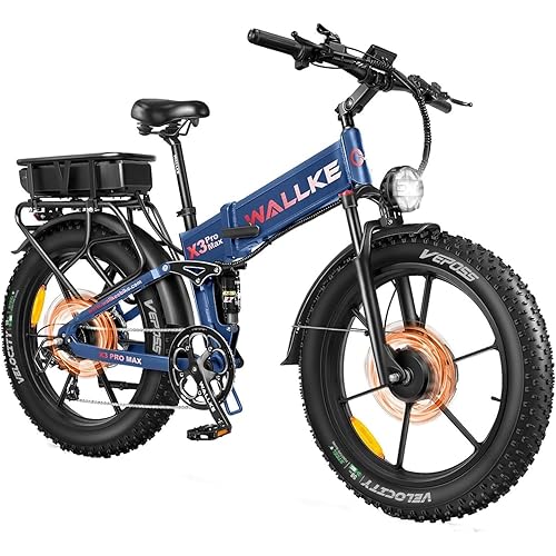 Wallke X3 Pro Max 2800W Dual Motor Electric Bike for Adults, 48V 44Ah Long Range 170 Miles Foldable 26x4 Fat Tire eBike, 35MPH All-Terrain Mountain Bicycle, UL2849 Certified, Full Suspension E Bike