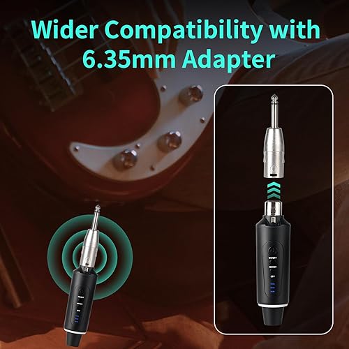 Miniatura 2 de Horse Sistema de micrófono inalámbrico XLR, transmisor inalámbrico de guitarra receptor enchufable para micrófonos de condensador dinámicos y de 48